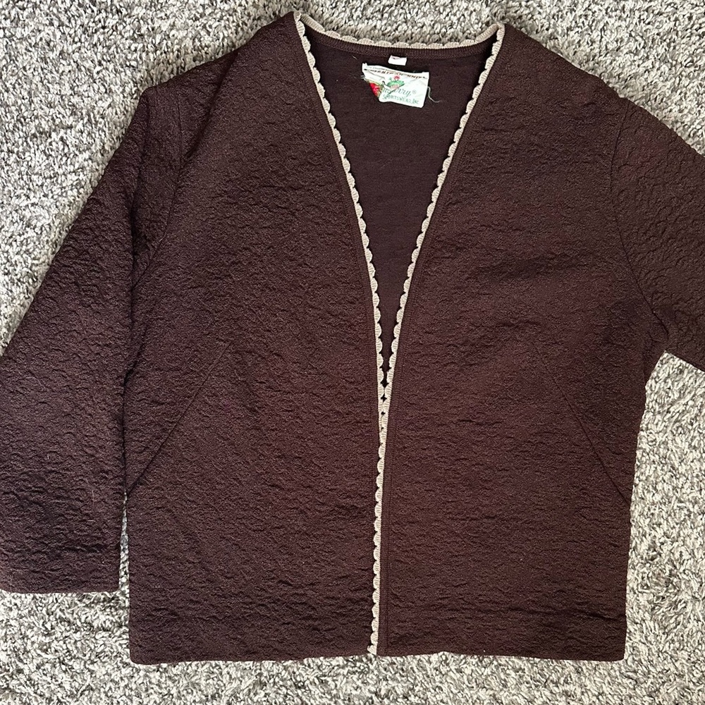 Vintage Glenbarry Brown Textured Women's Sweater Jacket